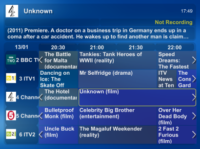 MythTV programme listing